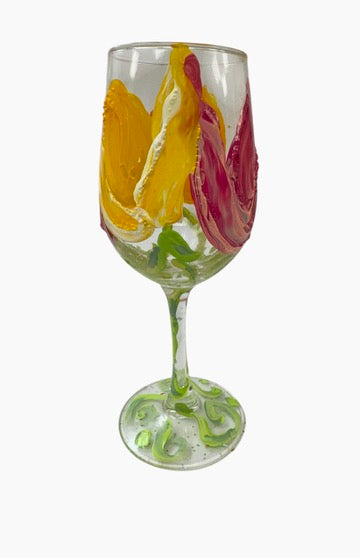 Copas de vino pintadas a mano de colores "P"