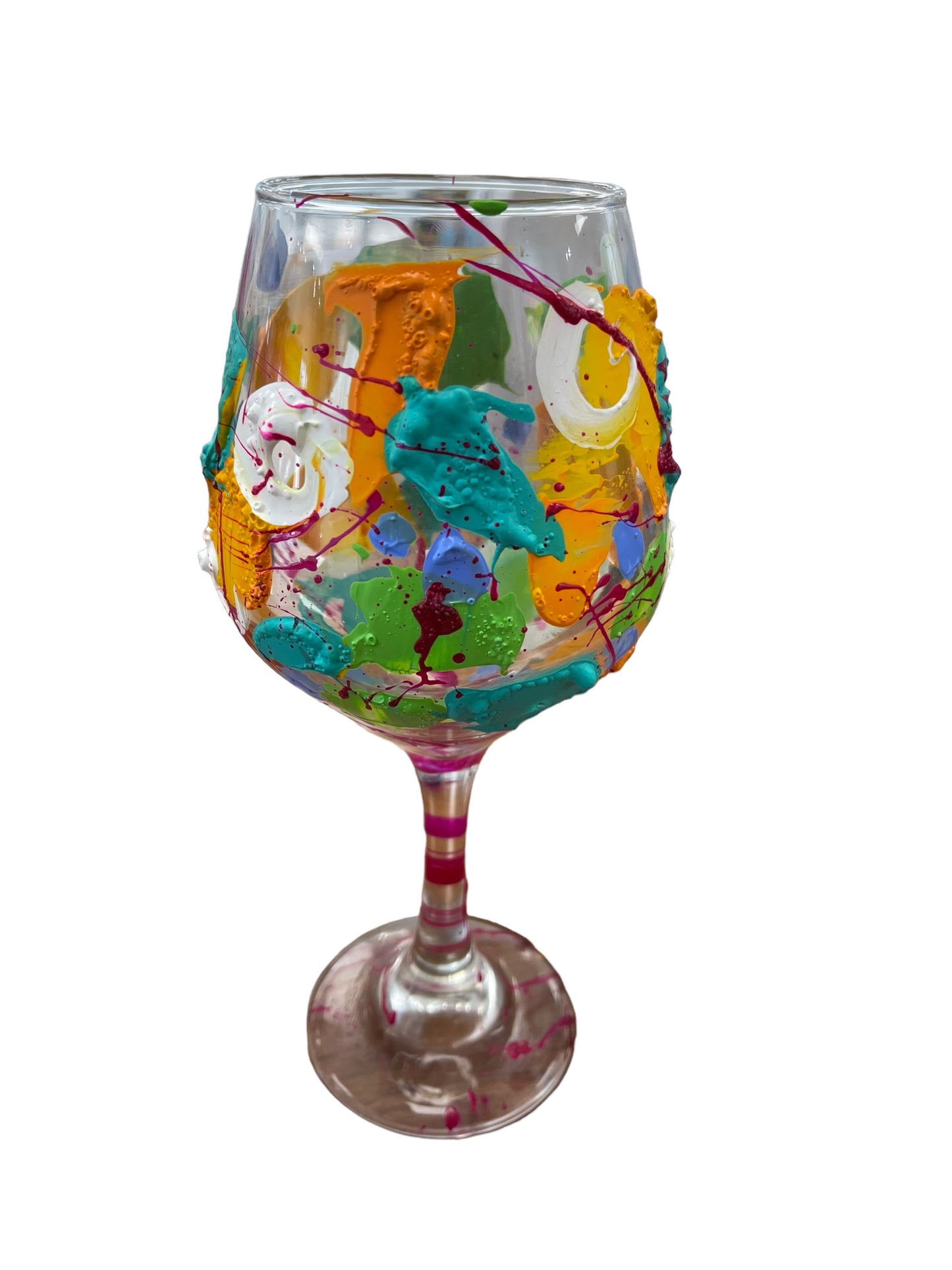 "Q" Colorful Hand Painted Wine Glasses