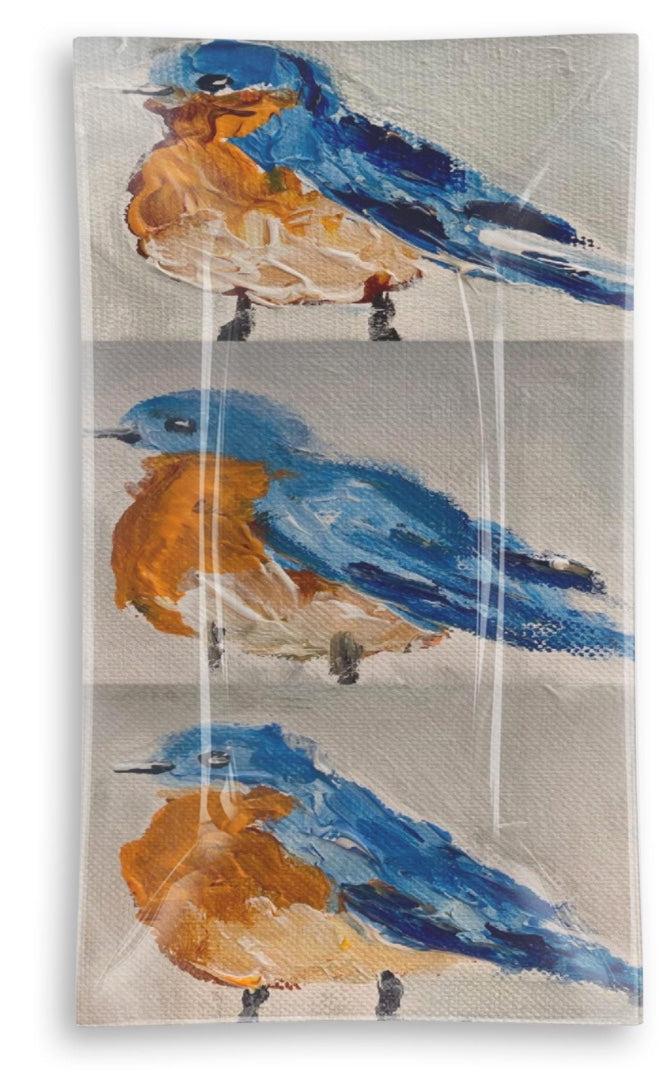 Bandeja de vidrio con forma de pájaro azul de 8" x 14"