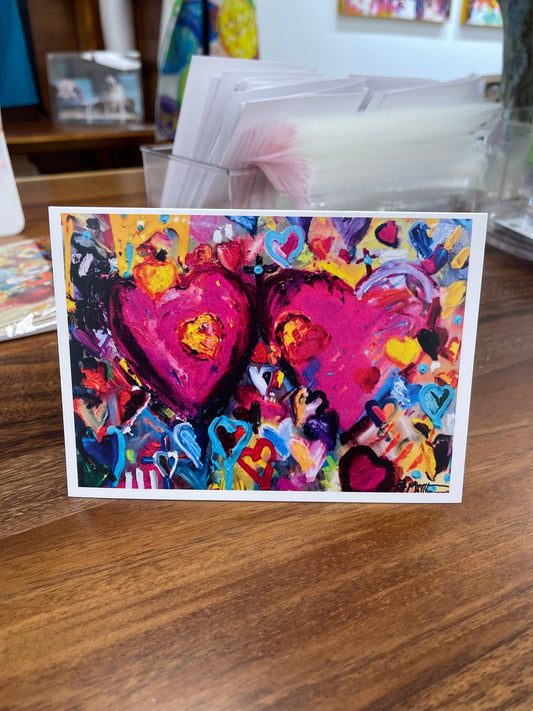 Tarjeta de corazón de Janet con sobre 