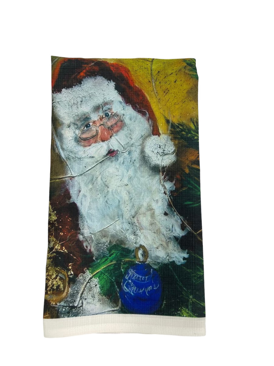"B" Christmas Santa Tea Towel
