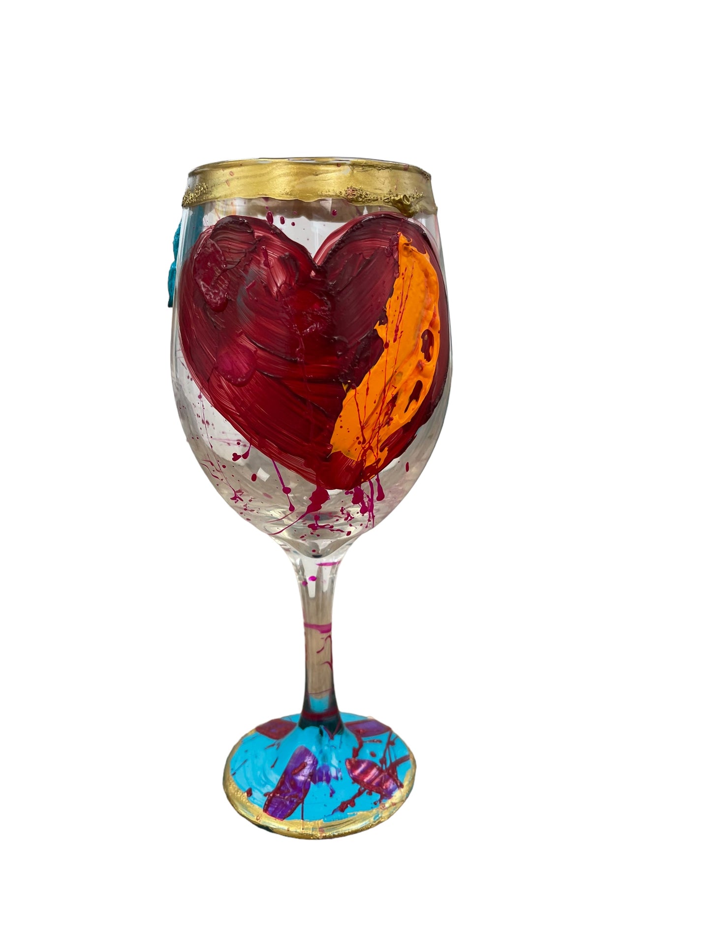 Colorful Hand Painted Wine Glasses "D"