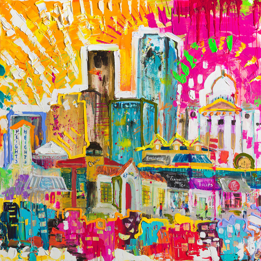 Impresión sobre lienzo estirado de 36" x 36" Área de Little Rock &amp; Heights 