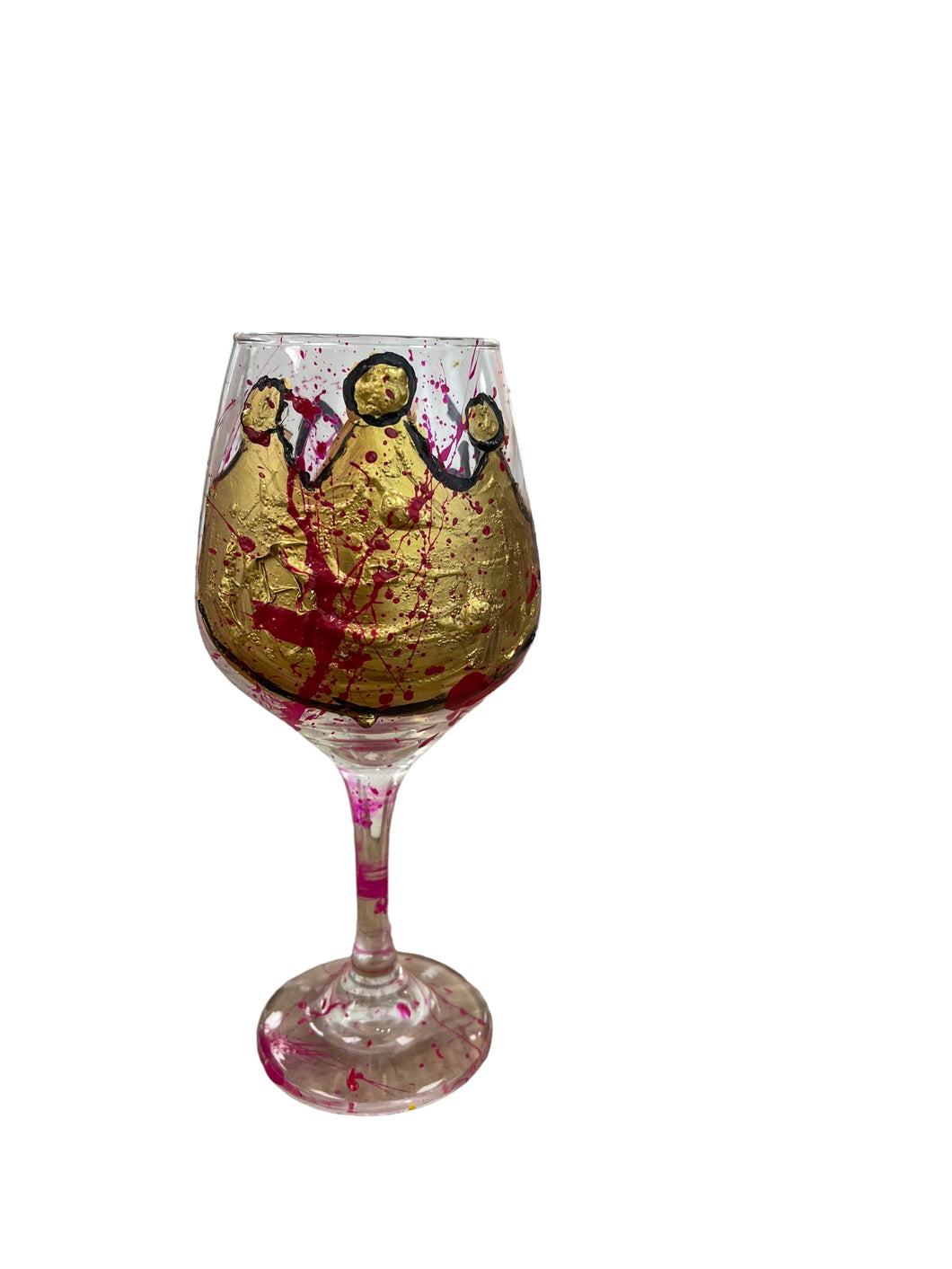 THE QUEEEN Hand Painted Wine Glasses 