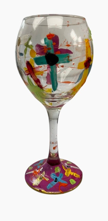 Copas de vino pintadas a mano de colores "P"
