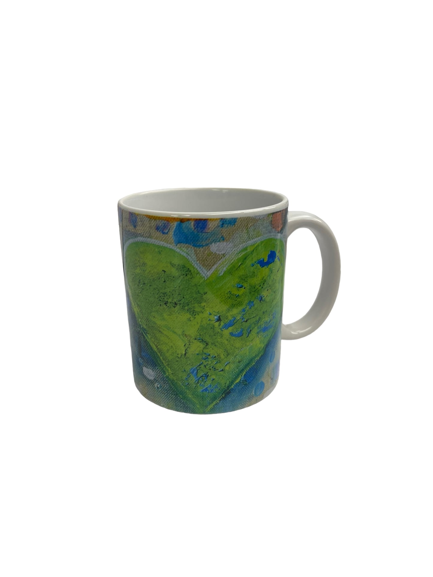 Taza con corazón rosa y verde 