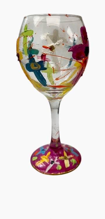 Copas de vino pintadas a mano de colores "P"
