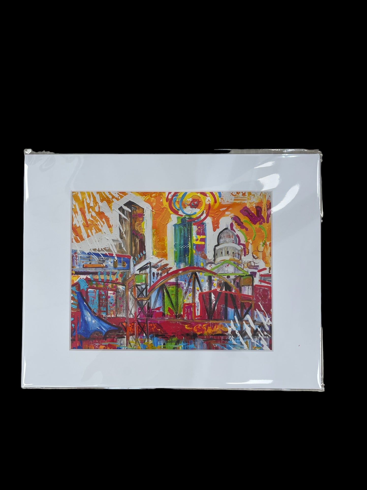 Little Rock Cityscape canvas print with mat