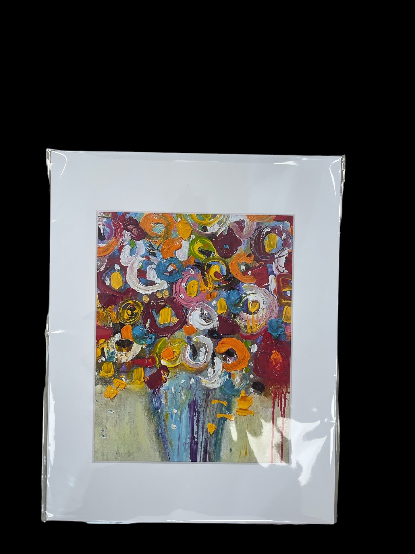 Abstract Floral canvas print with mat