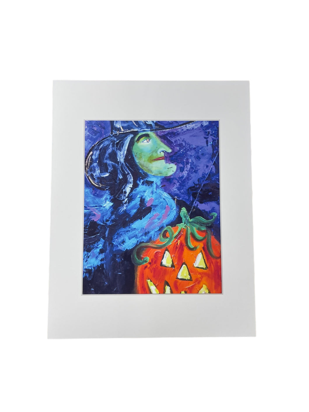 Halloween witch canvas print with mat