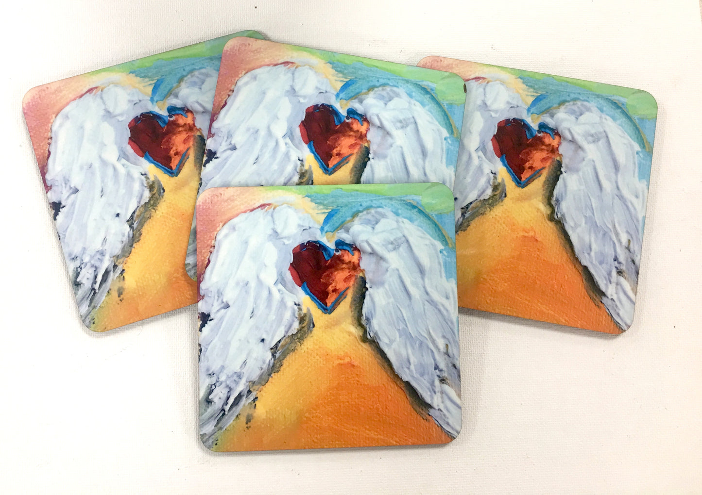 Juego de 4 posavasos con forma de ángel 