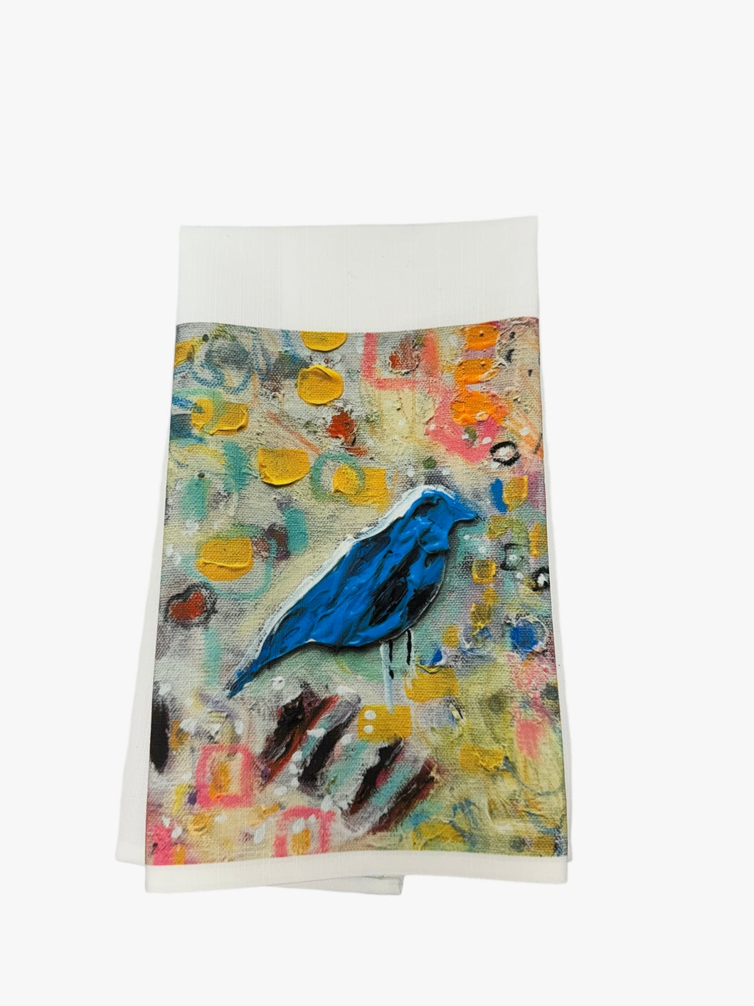 Tea Towel Blue Bird with Multi