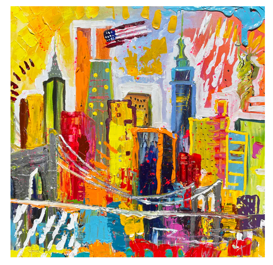 36" x 36" AMO NUEVA YORK y se encuentra en The Thornwood Gallery 