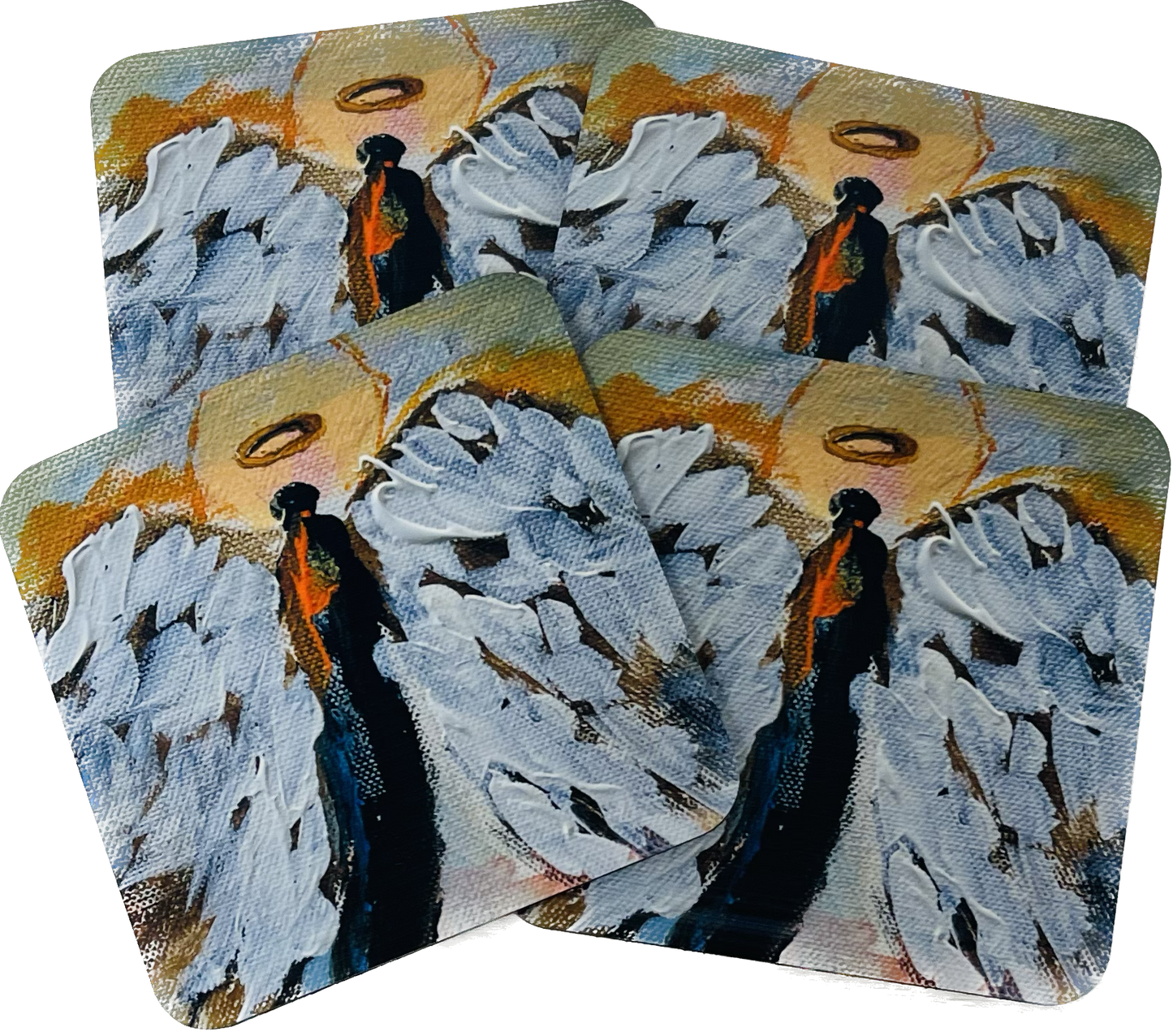 Juego de 4 posavasos con forma de ángel 