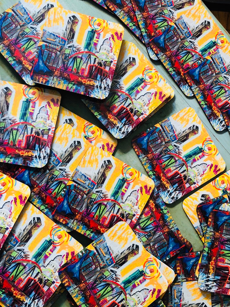 Juego de 4 posavasos con diseño de Little Rock City Scape 