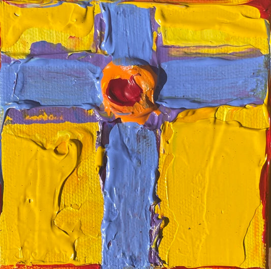 4"x4" yellow purple cross