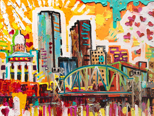 Paisaje urbano de Little Rock de 11" x 14"