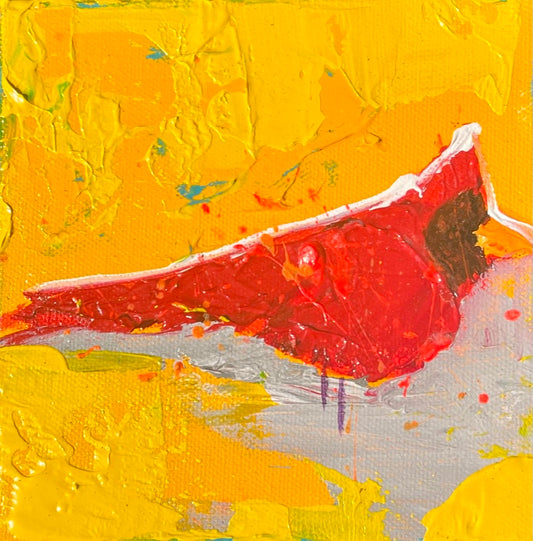 6"x6" I'm here cardinal painting