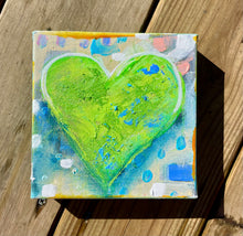 Load image into Gallery viewer, 6&quot;x6&quot; green wh bk Heart Painting
