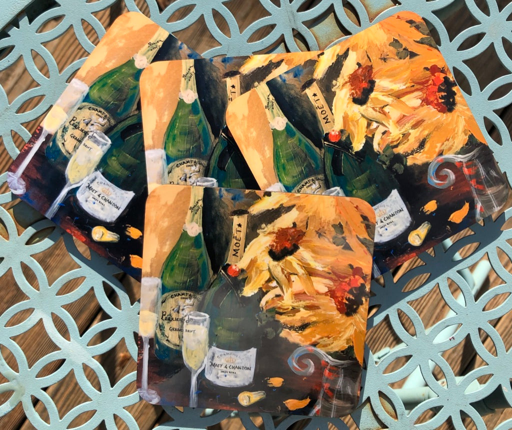 Juego de 4 posavasos para vino 