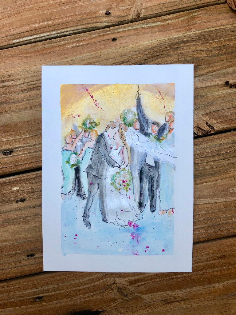 Bocetos de acuarela de 8" x 10" con tapete de 11" x 14" para enmarcar HAGA CLIC AQUÍ para realizar su pedido 