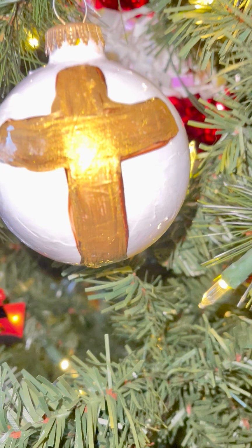 Hand-painted glass Christmas ornament by Tracee Gentry Matthews, second view