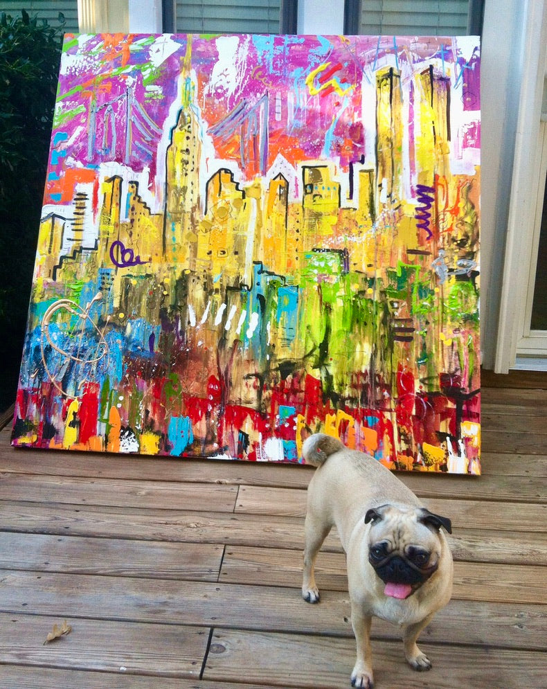 NYC with Nelly the pug.