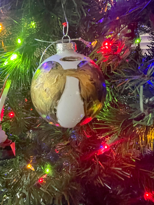 Hand-painted glass Christmas ornament by Tracee Gentry Matthews
