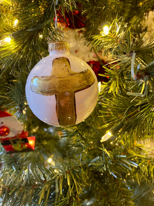 Hand-painted glass Christmas ornament by Tracee Gentry Matthews