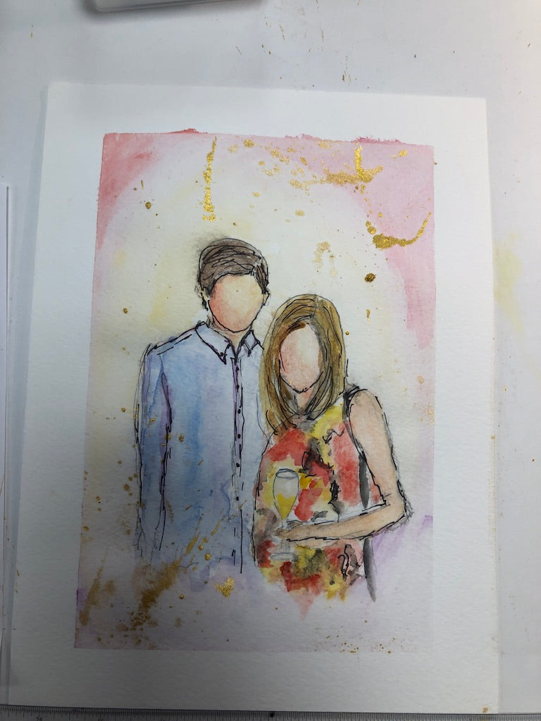 Bocetos de acuarela de 8" x 10" con tapete de 11" x 14" para enmarcar HAGA CLIC AQUÍ para realizar su pedido 