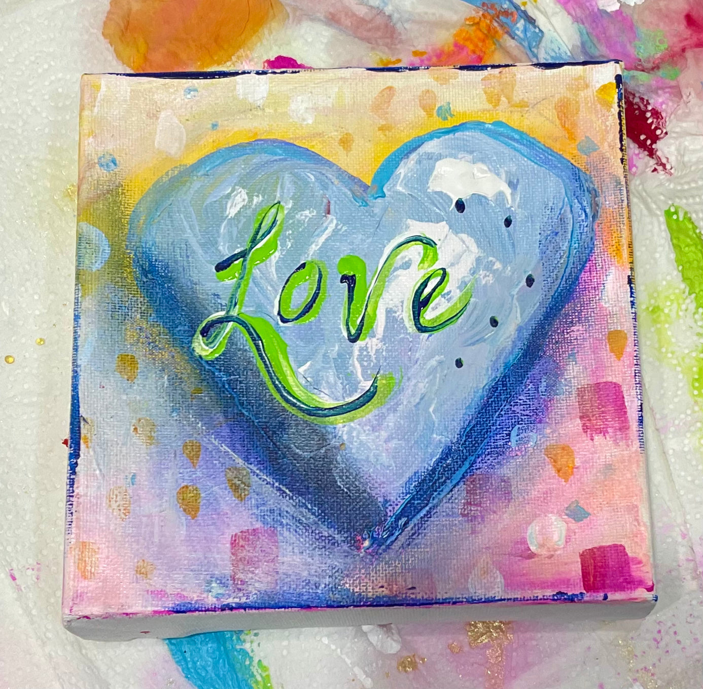 6"x6" Blue Love Heart Painting
