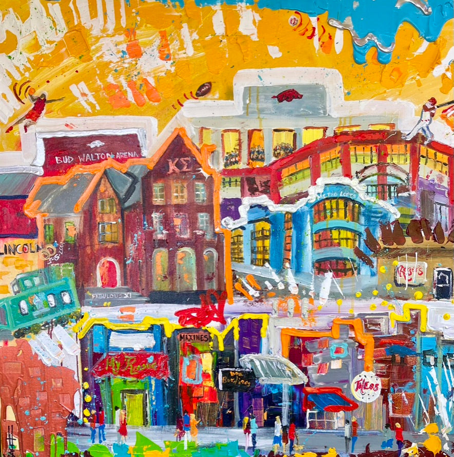 The University of Arkansas in Fayetteville and favorite elements included.