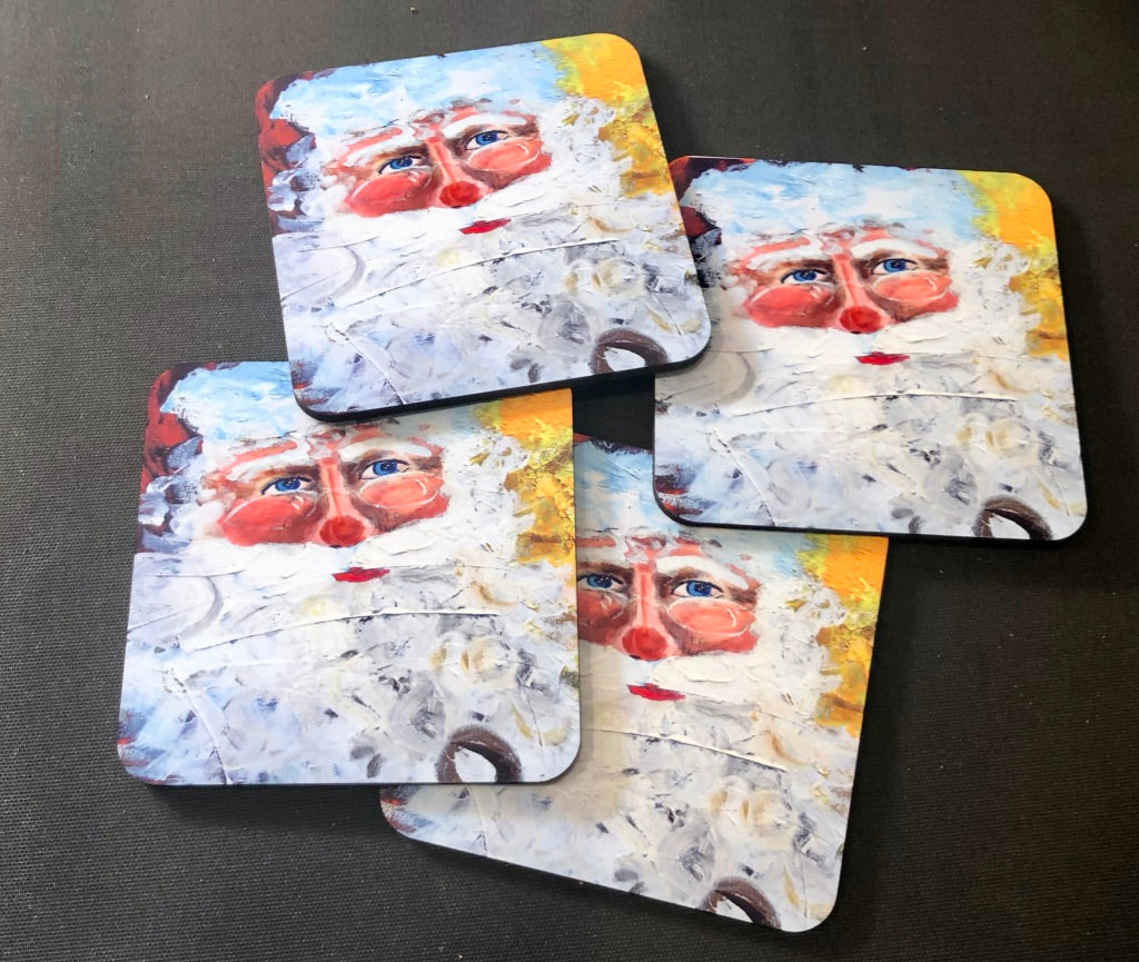 Juego de 4 posavasos de Papá Noel 