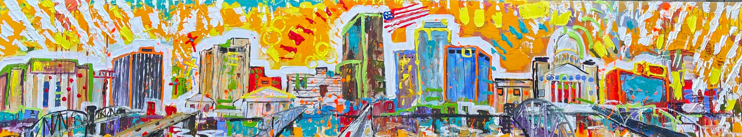 CITYSCAPE ON FIRE  4'X12'