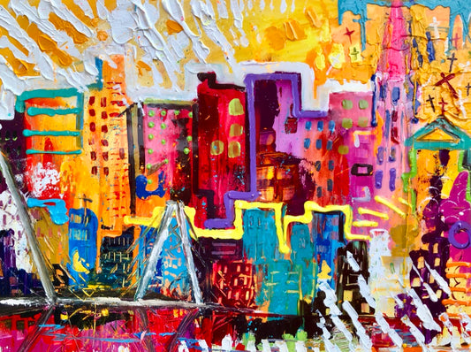Ciudad colorida 30" X 40" 
